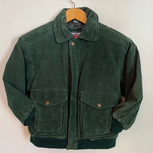 Children's Green Suede Bomber Jacket